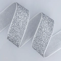Sparkling silver sequin ribbon for DIY crafts and gift decoration with elastic white backing - 2.5cm*50 Yards / Silver Gray Glitter