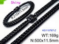 Ensemble collier et bracelet maille gourmette noir mat avec fermoir dragon - 12mm Noir