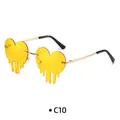Frameless heart sunglasses with yellow drip effect lenses and gold metal temples - Neon Yellow