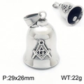 Viking Masonic bell pendant in stainless steel with engraved compass symbol, 29x26mm - Masonic Symbol Style (KP130944-MZOZ)