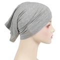 Grey modal hijab cap for women on a mannequin head, soft elastic fabric headwear - One Size / Light Gray