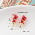 Cute red strawberry enamel charm for DIY earrings, 20.5x8mm gold alloy pendant - 23# Tanghulu/Mushroom