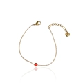 Minimalistische 18K vergulde armband met een rode ronde zirkonia hanger hanger - Armband - Rode Strass