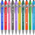 Set of 10 colorful inspirational pens with stylus tip and matte metallic finish - Religious Inspirational Series 5