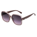Women's square polarized sunglasses with translucent champagne frame and purple gradient lenses - Purple Pink Frame Tea Pink Lenses (C5)