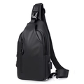 Wasserdichte schwarze Herren-Brusttasche mit verstellbarem Gurt und USB-Anschluss - Schwarz