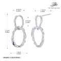 S925 sterling zilveren dubbele ring oorringen met afmetingen en een gewicht van 1,7g - 925 Zilver witgoud verguld