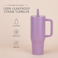 Purple 40oz insulated stainless steel tumbler with handle and leakproof straw lid - 40oz / Smoky Pink