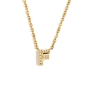 Collana in acciaio inossidabile placcato oro 18K con ciondolo a lettera F e diamanti - Oro - Lettera F
