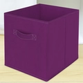 Cube purple non-woven fabric storage box with reinforced handle for drawer organization - Cloth Handle / Large (28*28*28cm) / Purple