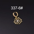 Single gold micro-pave hoop earring with a spiral nebula pendant featuring clear zircons - Swirl Style (337-6#)