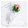 Pink crochet rose bouquet in frosted packaging with white gift card and gold star mesh - Finished with Wrapping-Candy Pink