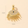 Gold Evil Eye pendant with blue crystal and white pavé zircons, dimensions 2.5cm by 2.2cm - Gold Sunburst Border Evil Eye Pendant (30)