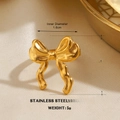 Minimalist golden bow ring in liquid metal style made of durable stainless steel - Liquid Metal Bow Style (868)