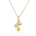 Collar fino bañado en oro de 18k con colgante de oso, circón de estrella amarilla y cristal - Dorado