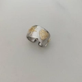 Adjustable silver ring with golden heart and star motifs paved in clear zirconias - Heart & Star Open Ring (Ring 01)