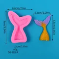 Pink silicone mermaid tail fondant mold with product dimensions and fish scale texture - Small Mermaid Tail (40g) / Pink