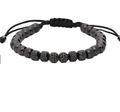 Pulsera de cuentas negras con cabeza de leopardo de cobre, metal y cordón ajustable - Estilo de Bolas de Diamantes de Imitación Negros Dobles