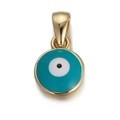 Golden Evil Eye pendant with turquoise and white enamel inlay for DIY jewelry - Turquoise Evil Eye Pendant