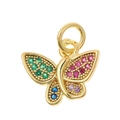 Gold butterfly pendant with colorful green and pink zircon stones for DIY jewelry - Butterfly Style B/P37-6