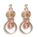 Detailed wire-wrapped heart earrings with amber beads and handmade copper filigree - Double Gemstones