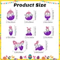 Size chart for 8 rainbow Easter pop it fidget toy keychains with eggs and bunnies - Easter 8 Styles Single