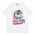 Camiseta blanca de algodón con gráfico de águila americana y diseño de bandera - XS / Estilo Águila Blanca