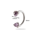 Titanium steel horseshoe ring with purple cat eye stones in silver finish - Purple (6#)