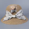 Elegant wide brim sun hat with floral bow and UPF 50+ protection for vacation - M(56-58cm) / Khaki
