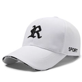 Casquette de baseball blanche avec broderie R en 3D et visière courbée style sport - Blanc