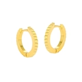 Minimalistische geometrische S925 Sterling Silber Creolen mit vergoldeter Faltenstruktur - 18K Gold