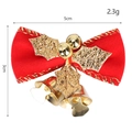 Mini red velvet Christmas bow with gold bells and leaves, size 5x3cm, 2.3g weight - Gold Trim Gold Leaf