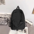 Minimalistischer schwarzer Nylon-Rucksack mit großer Kapazität für Schule und Reisen - Schwarz (Ohne Anhänger)