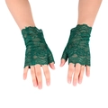 Mitaines courtes en dentelle vert foncé avec motifs floraux pour protection solaire chic - Vert Foncé Floral