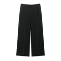 Schwarze Hose mit hohem Bund und gelben Kontrastnähten im modernen Cargo-Stil - XS / Schwarze Hose