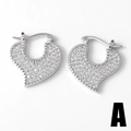 Pendientes de corazón brillantes en plata con circonitas y baño de oro de 18 quilates - Pendientes de Aro de Corazón (A)