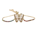 Regenbogen Zirkonia Schmetterling Armband mit Süßwasserperlen in Goldauflage - Regenbogen Tennis-Ketten-Schmetterling