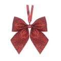 Fiocco di Natale rosso scintillante con cordino per decorazioni per alberi - 5cmx5cm / Rosso