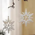 Set of 2 white and gold snowflake ornaments hanging on branches for Christmas tree decor - Set of 2: Snowflake