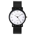 Minimalist quartz watch with white dial, black silicone strap and Arabic numerals - Black Strap White Dial Large