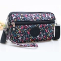 Black floral crossbody phone bag with multi-layer zippers and detachable straps - Small Floral Print