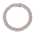 Macro shot of rose gold iced-out Cuban link necklace with crystal rhinestones - 8 inch (20cm) / Rose Gold