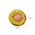 Unregelmäßiger 14K vergoldeter Edelstahl-Anhänger mit rosa Edelstein und 15mm Größe - Rosenquarz