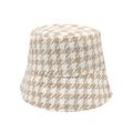Dettaglio della trama del cappello alla pescatora beige con motivo pied-de-poule - M (56-58cm) / Cachi