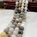 Multicolor natural stone round beads string in grey, brown and yellow for DIY jewelry - Bamboo Leaf Agate 56 / 10mm / Approx 38pcs