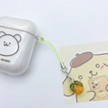 Cute white earphone case with yellow persimmon fruit charm and funny metal chain - With Earphone Case / Pumpkin