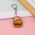 Porte-clés mignon ours burger en acrylique avec fermoir D pour sacs d'école - Ours Burger