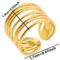 Detailed view of multilayer gold stainless steel ring with 1.4cm width and adjustable band - Gold