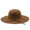 Klassieke fedora hoed van wol met luipaardprint en brede rand voor heren en dames - M(56-58cm) / Khaki