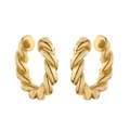 Boucles d'oreilles créoles torsadées en or poli avec design minimaliste en spirale - Or Torsadé / 1 paire